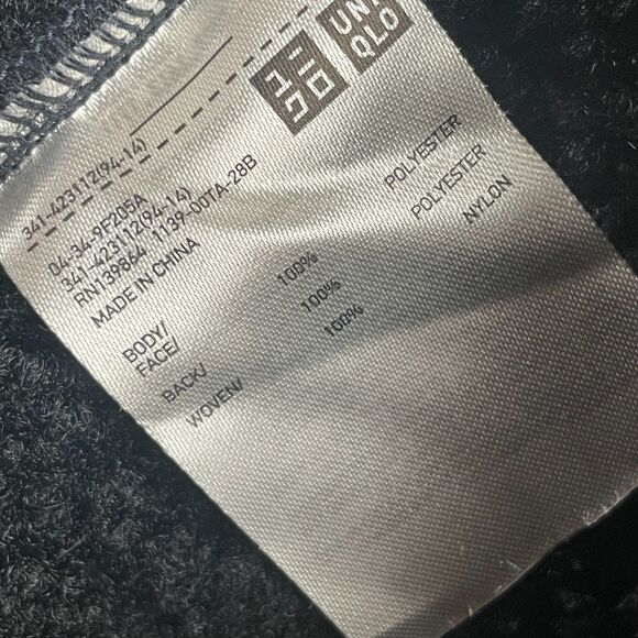 UNIQLO x Engineered Garments Fleece Collarless Coat Men M Navy Zip Snap Oversize - Picture 8 of 8